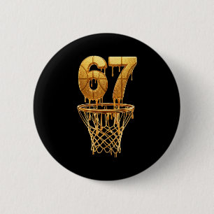 Macaron Rond 5 Cm 67 Gold Drip Basket-ball 6 7 Six Seven Meme Gen Al