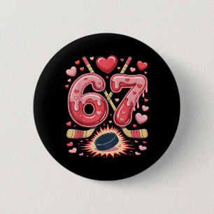 Macaron Rond 5 Cm 67 Hockey cœur de la Saint-Valentin Design Cute Ic