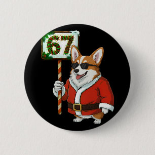 Macaron Rond 5 Cm 67 Meme Drôle Six Sept Noël Corgi Chien Amoureux
