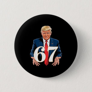 Macaron Rond 5 Cm 67 Meme Drôle Trump 67 Mains Meme Argot 6 7 Mains