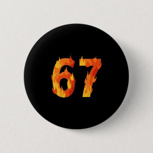 Macaron Rond 5 Cm 67 Meme Flames Drôle Six Sept Argot Gen Alpha
