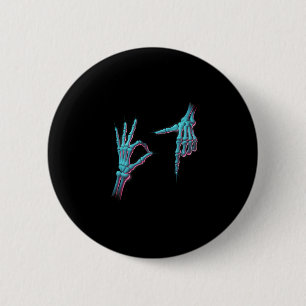 Macaron Rond 5 Cm 67 Meme Main de squelette 6 7 Halloween Six Sept D
