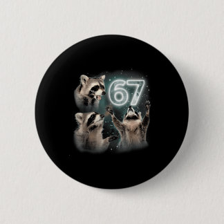 Macaron Rond 5 Cm 67 Meme Racoon Howling At The Moon Six Seven Trash