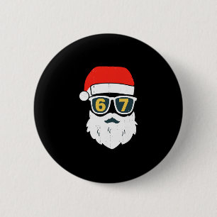 Macaron Rond 5 Cm 67 Mème Six Sept Visage de Père Noël Enfants Homme