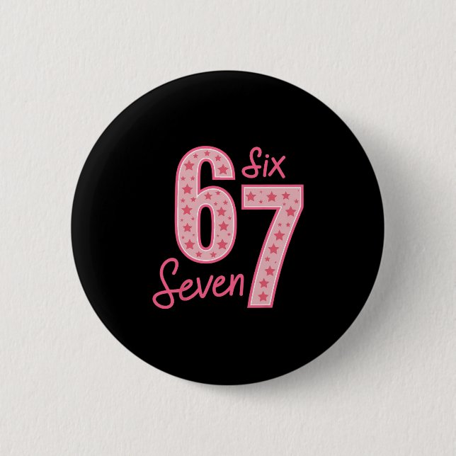 Macaron Rond 5 Cm 67 Meme Six Seven  (Devant)