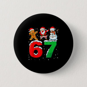 Macaron Rond 5 Cm 67 Meme Six Seven Santa en dab 6 7 Noël drôle