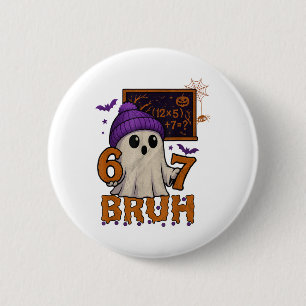 Macaron Rond 5 Cm 67 Professeur Halloween Fantôme Six Sept Mème Math