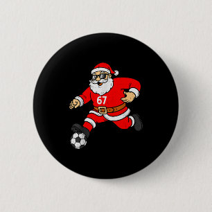 Macaron Rond 5 Cm 67 Santa de football Six Seven Mème Noël Sport Hom