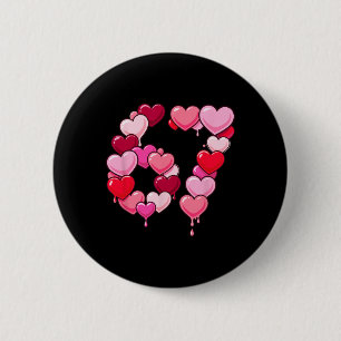 Macaron Rond 5 Cm 67 Six Seven Cœurs Saint-Valentin Gen Alpha Brain