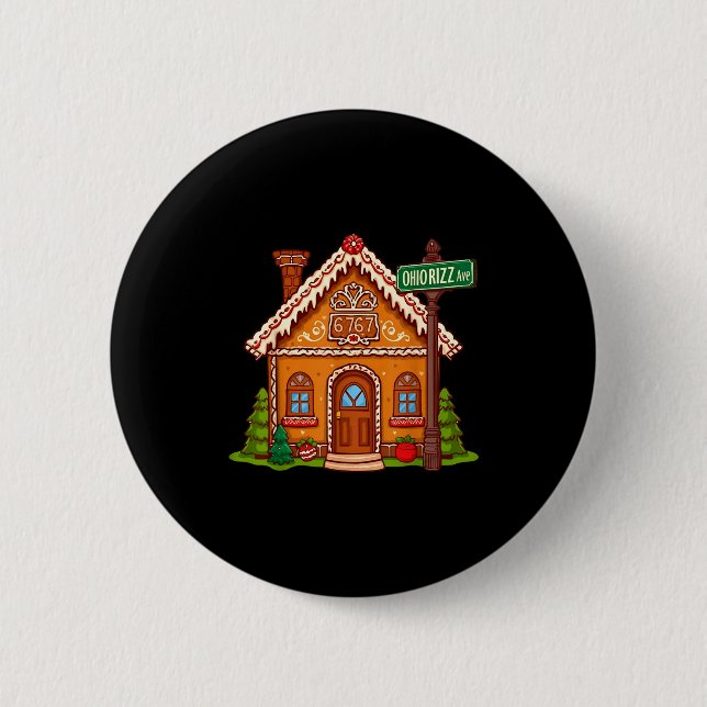 Macaron Rond 5 Cm 67 Six Seven Gingerbread House Funny Teacher Chris (Devant)
