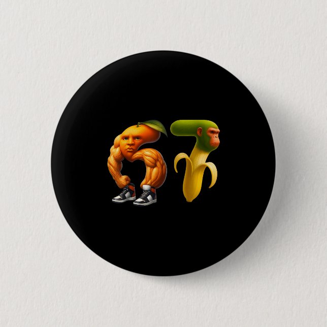Macaron Rond 5 Cm 67 Six Seven Italian Brainrot Meme Couple Matching (Devant)