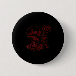 Macaron Rond 5 Cm 67 squelette d'Halloween Six Sept Mème Brainrot Dr
