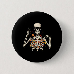 Macaron Rond 5 Cm 67 squelette mème drôle six sept Gen Alpha Hallowe