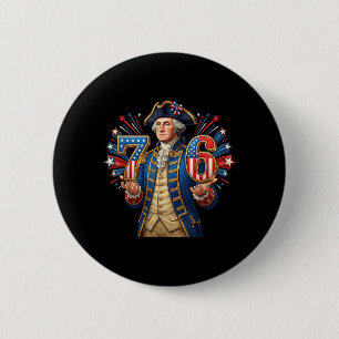 Macaron Rond 5 Cm 6-7 7-6 George Washington Sept Six Drôle 1776 4ème