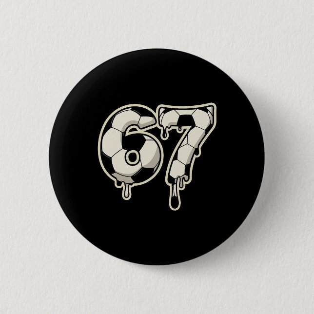 Macaron Rond 5 Cm 6 7 Football Byll Drip Graphique Six Sept Mème  (Devant)