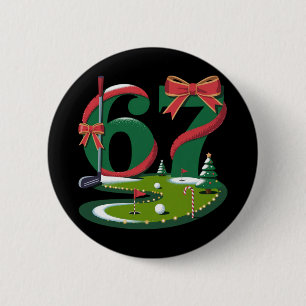 Macaron Rond 5 Cm 6 7 Six Seven Golf Gen Z Alpha Mème Xmas Golfing