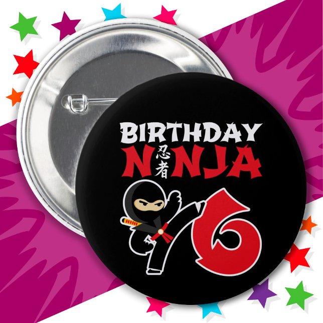 Macaron Rond 5 Cm 6 ans Karate Ninja Party Enfants 6e anniversaire (Créateur téléchargé)