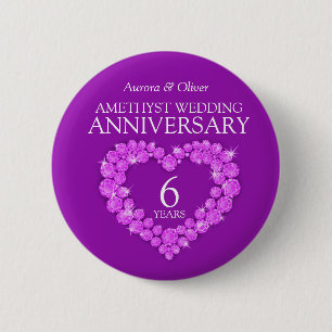 Macaron Rond 5 Cm 6e anniversaire mariage améthyste coeur pourpre