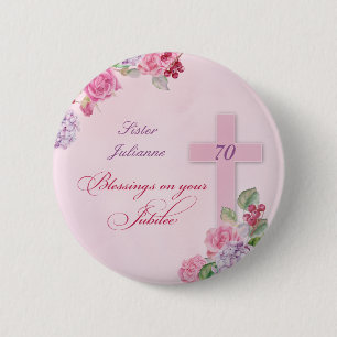 Macaron Rond 5 Cm 70e anniversaire de vie religieuse Sœur catholique