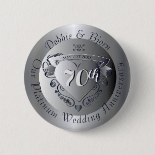 Macaron Rond 5 Cm 70e anniversaire du Platinum Heart