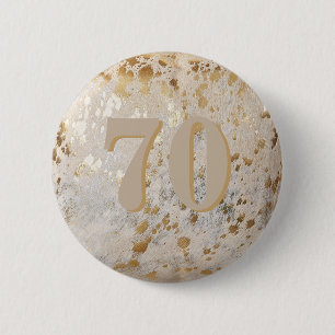 Macaron Rond 5 Cm 70e anniversaire Gold Cowhide Moderne