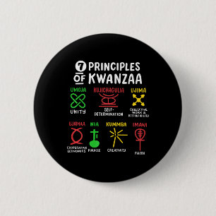 Macaron Rond 5 Cm 7 Principes De Kwanzaa Noir Africain-Américain Hom