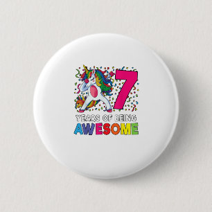 Macaron Rond 5 Cm 7e anniversaire Dabbing Unicorn Party Don 7 ans Ol
