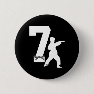 Macaron Rond 5 Cm 7e anniversaire Karate Taekwondo 7 ans garçon