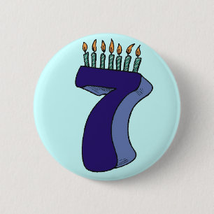 Macaron Rond 5 Cm 7ème Bouton de fête d'anniversaire