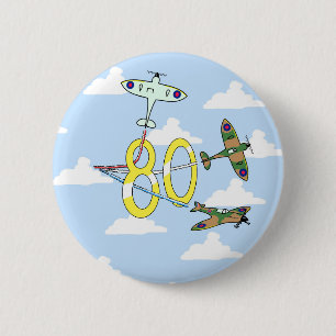 Macaron Rond 5 Cm 80e anniversaire de Spitfires (Ciel bleu)