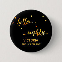 80e anniversaire noir or nom date bonjour quatre-v