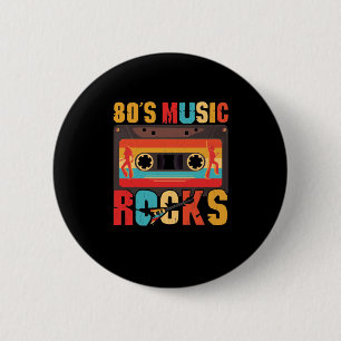 Macaron Rond 5 Cm 80s Music Rocks - Vintage Retro Distressed Eightie