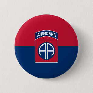 Macaron Rond 5 Cm 82e division aérienne Flag Military Vétéran