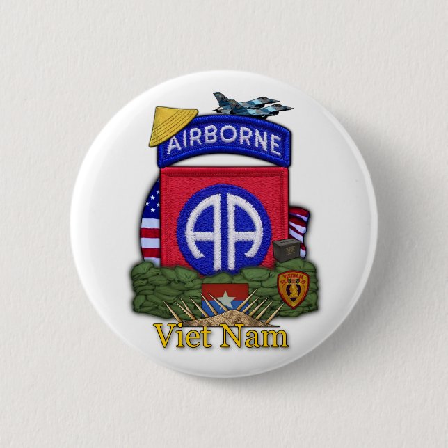 Macaron Rond 5 Cm 82e division aéroportée vietnam war Button (Devant)