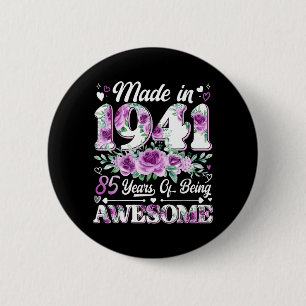 Macaron Rond 5 Cm 85 ans fabriqués en 1941 Floral 85e anniversaire