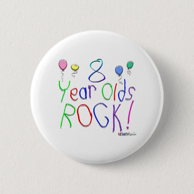 Macaron Rond 5 Cm 8 ans de roche ! Bouton (Devant)