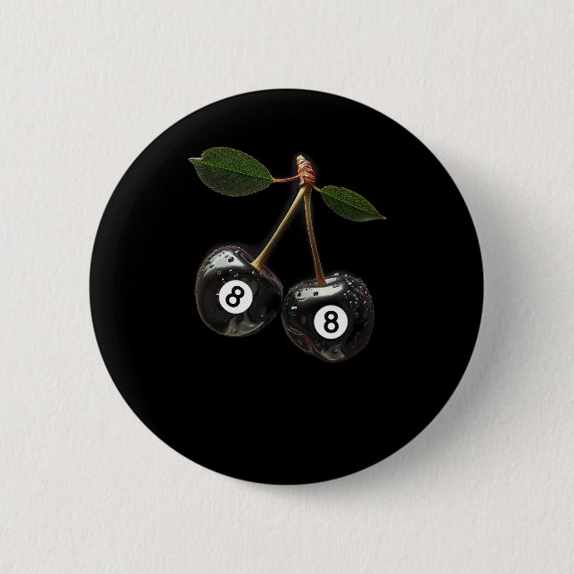 Macaron Rond 5 Cm 8 Billard Billard Joueur Cerises (Devant)