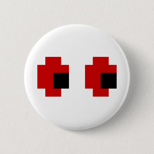 Macaron Rond 5 Cm 8 bits Éffrayants yeux rouges