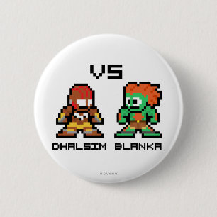 Macaron Rond 5 Cm 8bit Dhalsim CONTRE Blanka