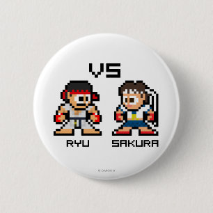 Macaron Rond 5 Cm 8bit Ryu CONTRE Sakura
