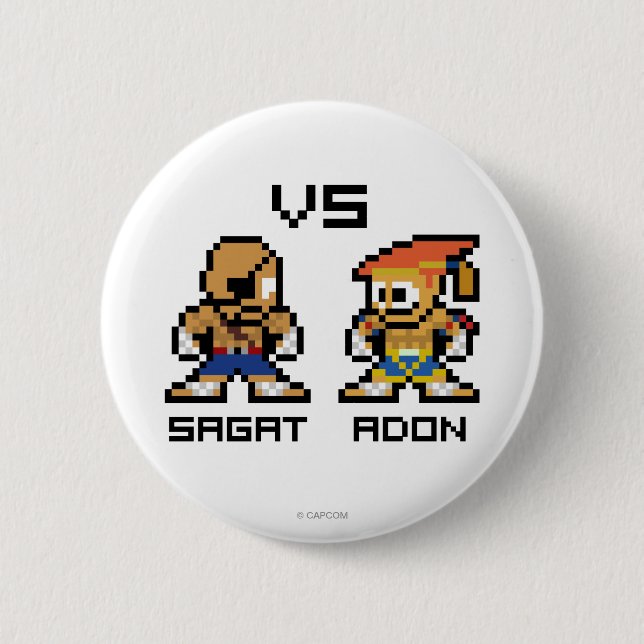 Macaron Rond 5 Cm 8bit Sagat CONTRE Adon (Devant)