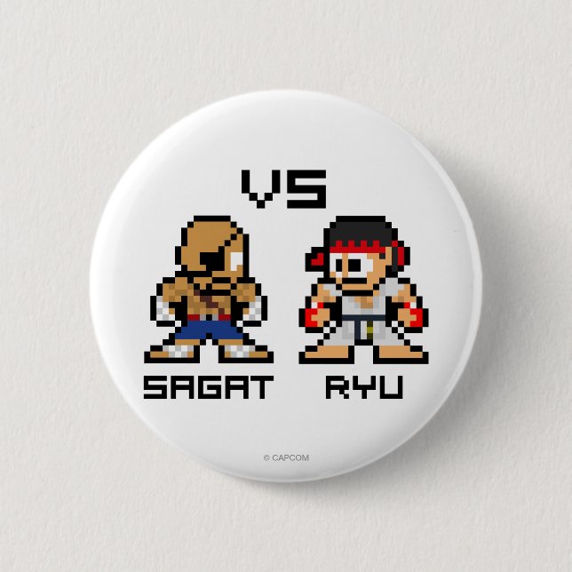 Macaron Rond 5 Cm 8bit Sagat CONTRE Ryu (Devant)
