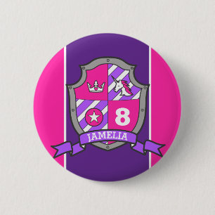 Macaron Rond 5 Cm 8e anniversaire chevaliers roses violets princiers