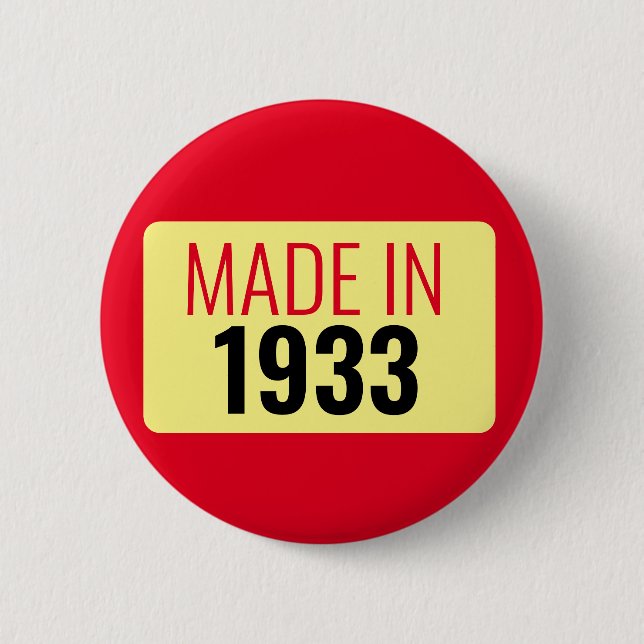 Macaron Rond 5 Cm 90e anniversaire fait en 1933 90 ans (Devant)