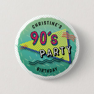 Macaron Rond 5 Cm 90's PARTY Theme Pattern Button