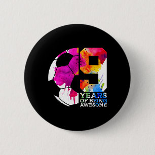Macaron Rond 5 Cm 9 Ans de Football Incroyable 9e Anniversaire _2