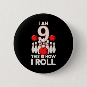 Macaron Rond 5 Cm 9 ans Vieux Bowling Party 9e Anniversaire C'est co