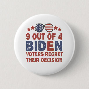 Macaron Rond 5 Cm 9 Électeurs De Biden Sur 4 Regrettent Leur Cadeau