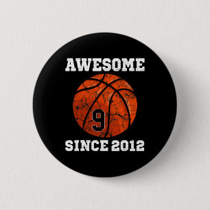 Macaron Rond 5 Cm 9e anniversaire Basketball Lover cadeau 9 ans Vin