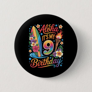 Macaron Rond 5 Cm 9e anniversaire vacances croisière tropical aloha 